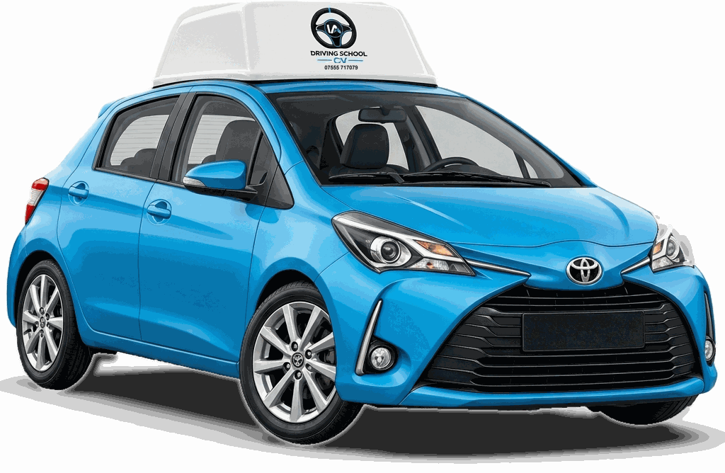 IA Driving School CV blue dual-control tuition car with roof sign